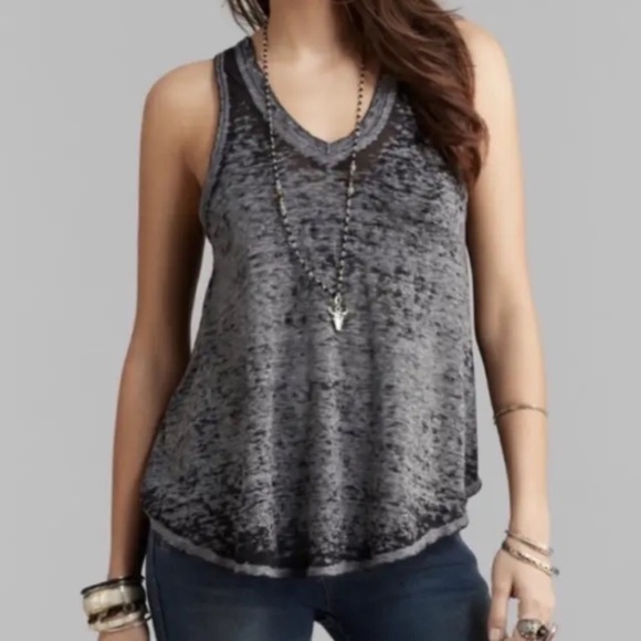 We The Free Breezy Charcoal Black Burnout Sleeveless Tank Raw Hem Small - Picture 3 of 12